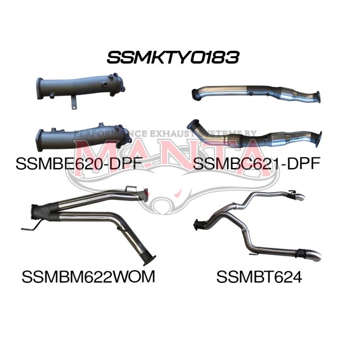 Manta Toyota Landcruiser VDJ200 V8 DPF 3in Dual Turbo Back With Cats, NO MUFFLERS, Exit L&R Exhaust System SSMKTY0183