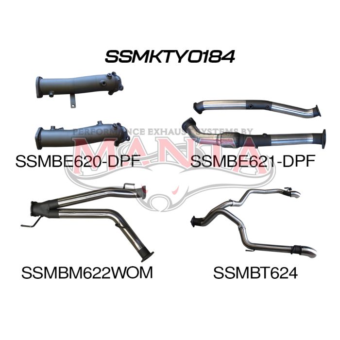 Manta Toyota Landcruiser VDJ200 V8 DPF 3in Dual Turbo Back Without Cats, NO MUFFLERS, Exit L&R Exhaust System SSMKTY0184