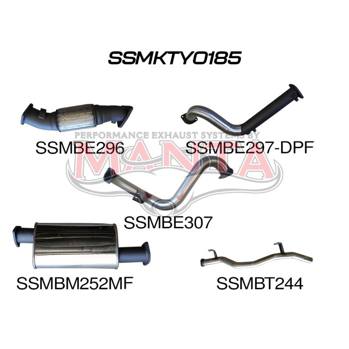 Manta Toyota Landcruiser VDJ78 V8 Troopy 3in Turbo Back With Cat & Muffler, DPF model Exhaust System SSMKTY0185