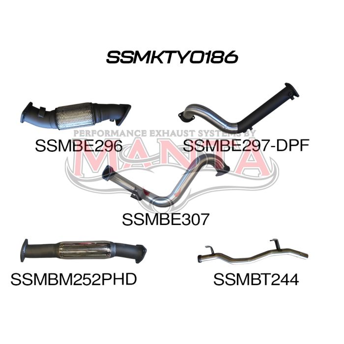 Manta Toyota Landcruiser VDJ78 V8 Troopy 3in Turbo Back With Cat & Hotdog, DPF model Exhaust System SSMKTY0186