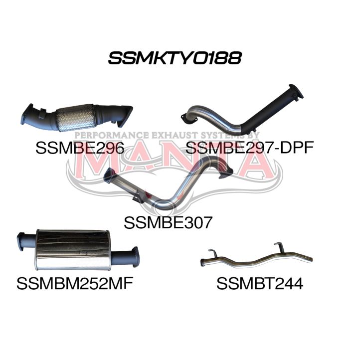Manta Toyota Landcruiser VDJ78 V8 Troopy 3in Turbo Back No Cat, with Muffler, DPF model Exhaust System SSMKTY0188