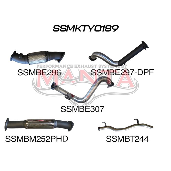 Manta Toyota Landcruiser VDJ78 V8 Troopy 3in Turbo Back No Cat, with Hotdog, DPF model Exhaust System SSMKTY0189