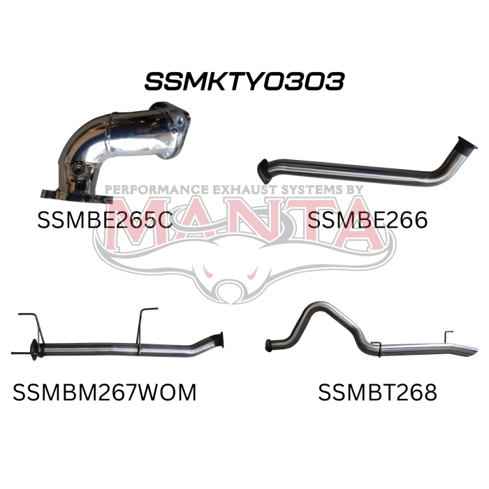 Manta HDJ100 4.2L Td Wagon 3in Without Centre Muffler & With Rear Tail Exhaust System SSMKTY0303