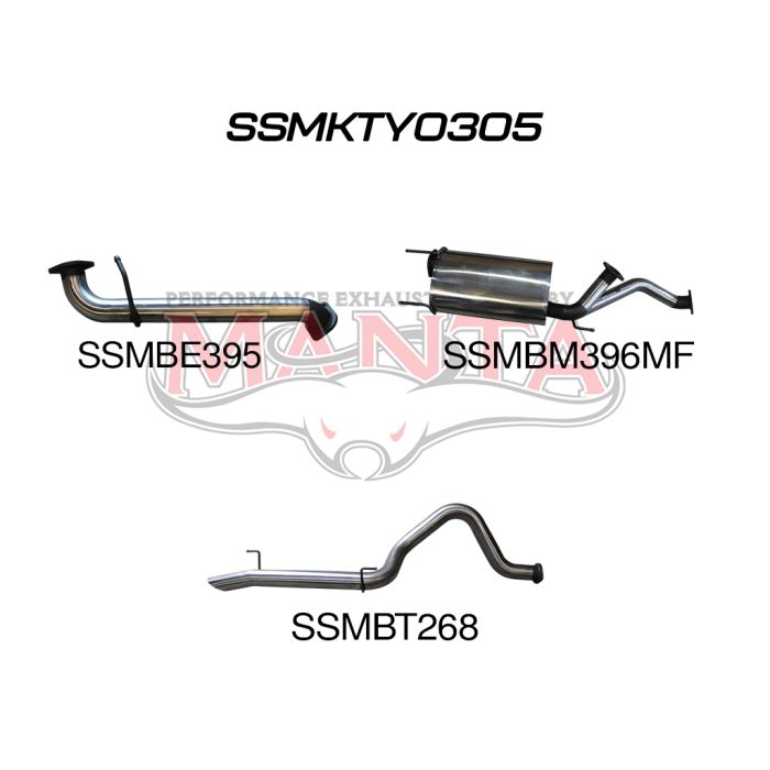 Manta UZJ100 Landcruiser 4.7L V8 3in Cat-Back Exhaust With Centre Muffler & Rear Tailpipe Exhaust System SSMKTY0305