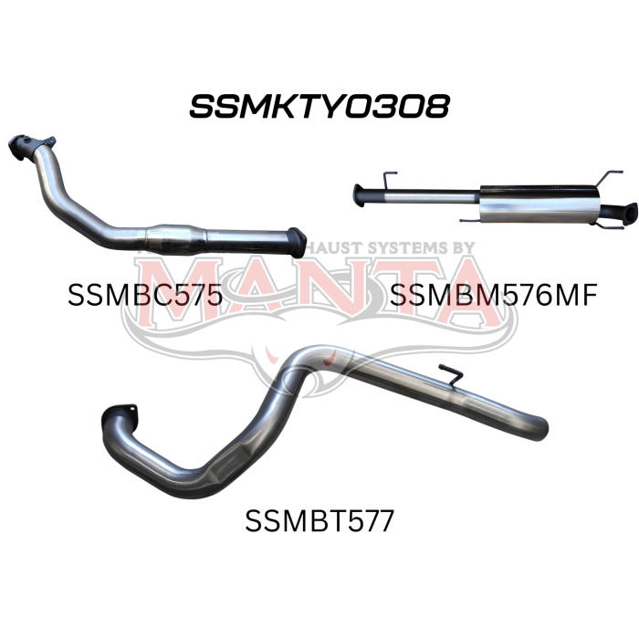 Manta KDJ120, 150 Prado 3.0L D4D 3in With Cat & Without Rear Muffler Exhaust System SSMKTY0308