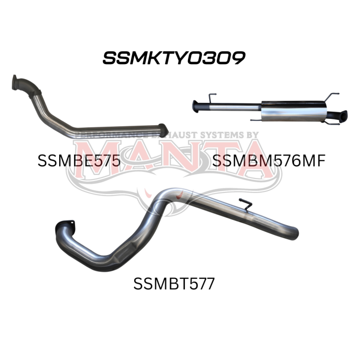 Manta KDJ120, 150 Prado 3.0L D4D 3In, No Cat & No Rear Muffler Exhaust System SSMKTY0309