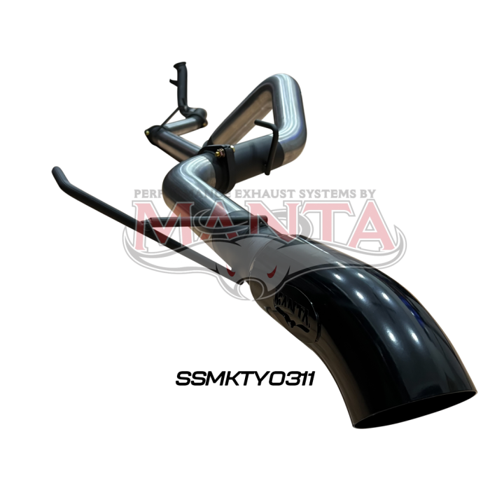 Manta Toyota Landcruiser 300 Series V6 3in Turbo Back Without Cat & Without Mufflers, Black 4in Tip Exhaust System SSMKTY0311