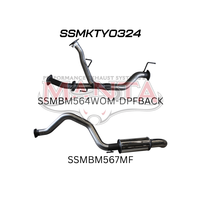 Manta VDJ200 2.5in Dual DPF Back To Single 3In, With Rear Muffler Incl 4in Tip Exhaust System SSMKTY0324