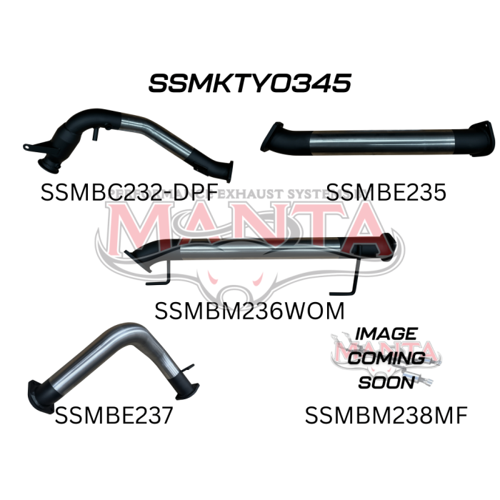 Manta Toyota Landcruiser 300 Series V6 3in Turbo Back With Cat & With Rear Muffler, 4in Dump Tip Exhaust System SSMKTY0345