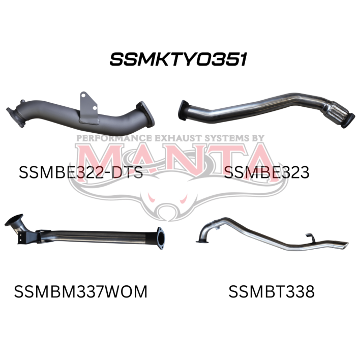 Manta HZJ80 3in Turbo Back Without Muffler To Suit DTS Turbo Kit Exhaust System SSMKTY0351
