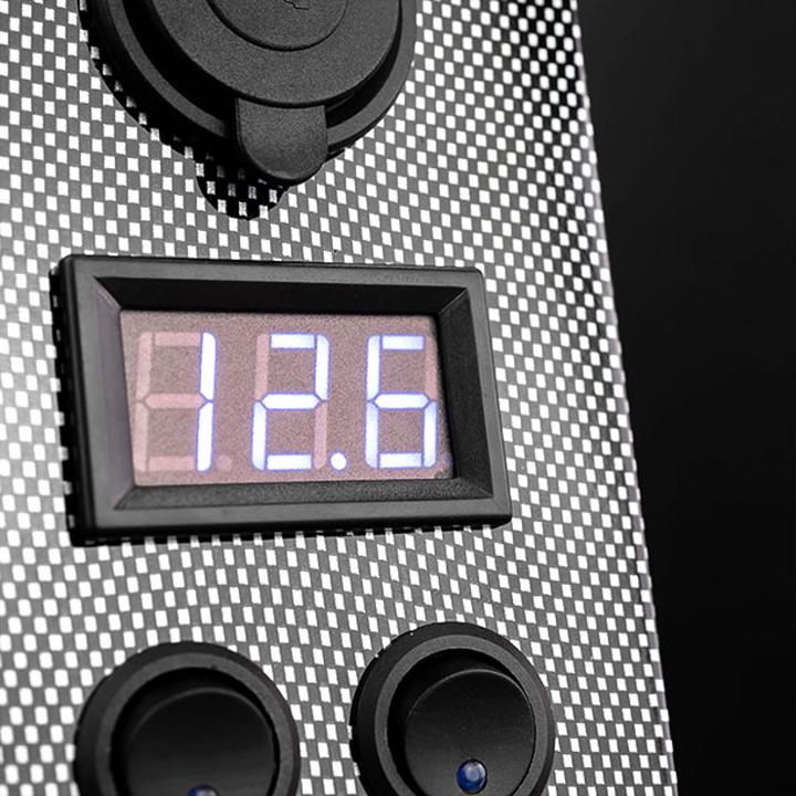 STEDI Carbon Switch Panel With USB  Digital Volt Meter 4 Gang CARBONPANEL
