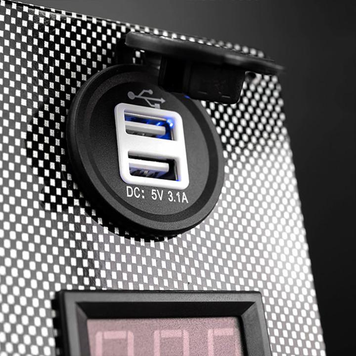 STEDI Carbon Switch Panel With USB  Digital Volt Meter 4 Gang CARBONPANEL