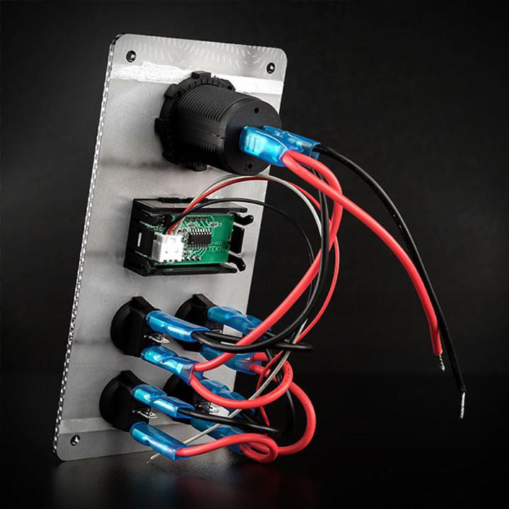 STEDI Carbon Switch Panel With USB  Digital Volt Meter 4 Gang CARBONPANEL