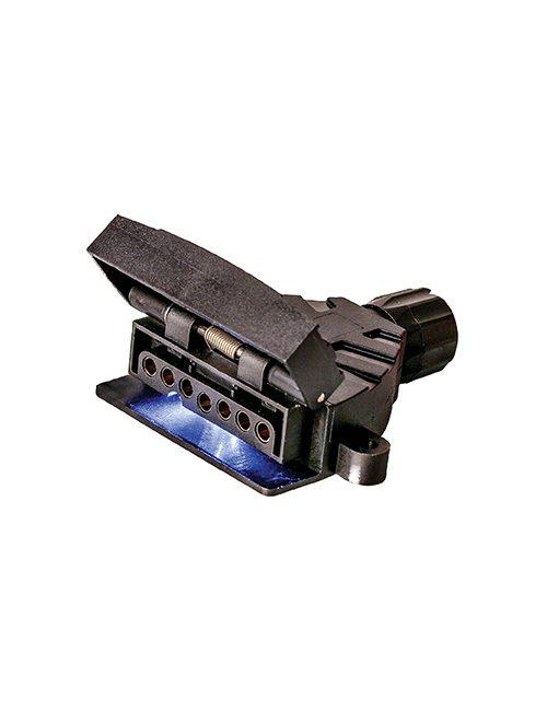 Thunder Flat Trailer Plug Socket 7 Pin Plastic With Lit & LED