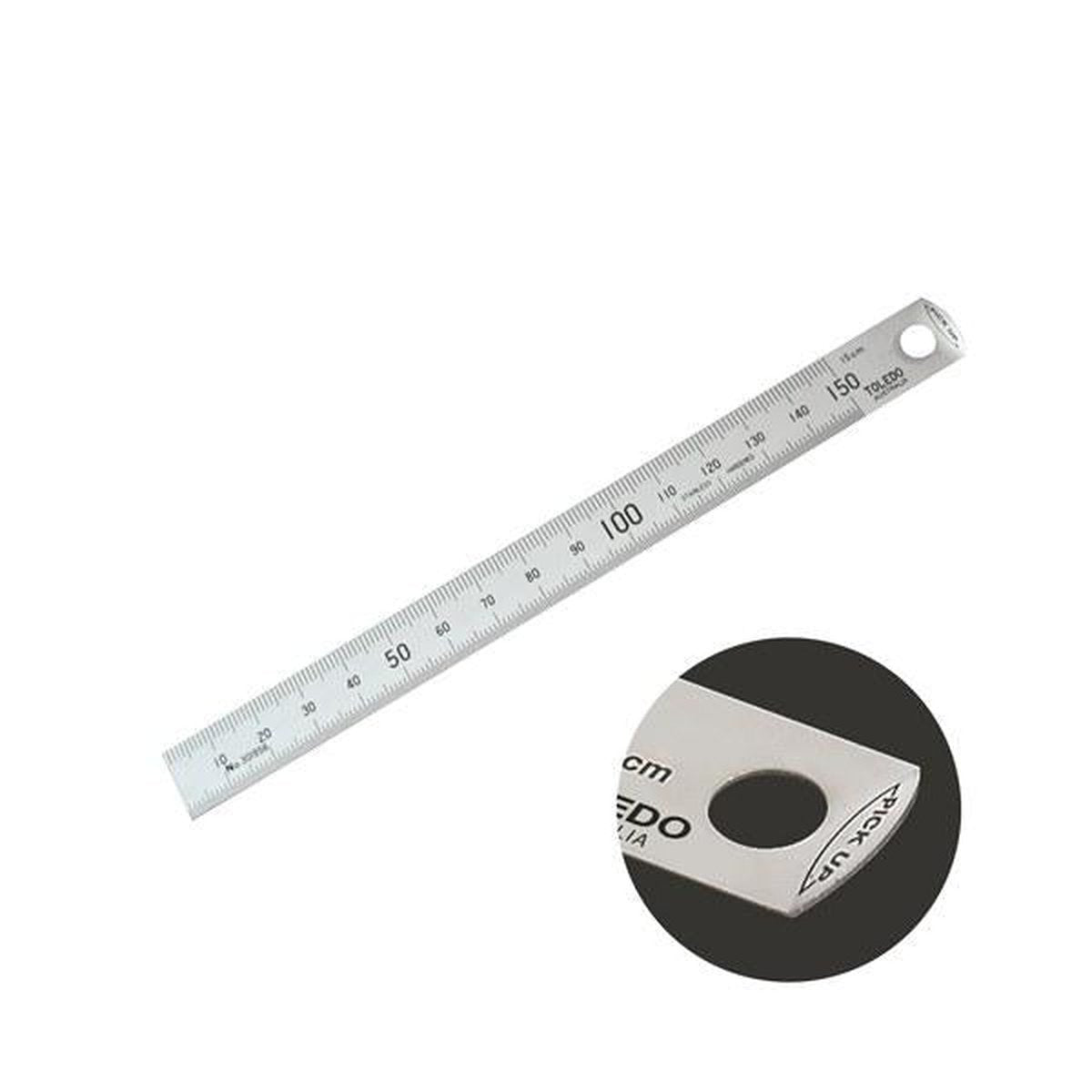 Toledo Stainless Steel Single Sided Easy Pick Up Rule Metric 150mm 301956