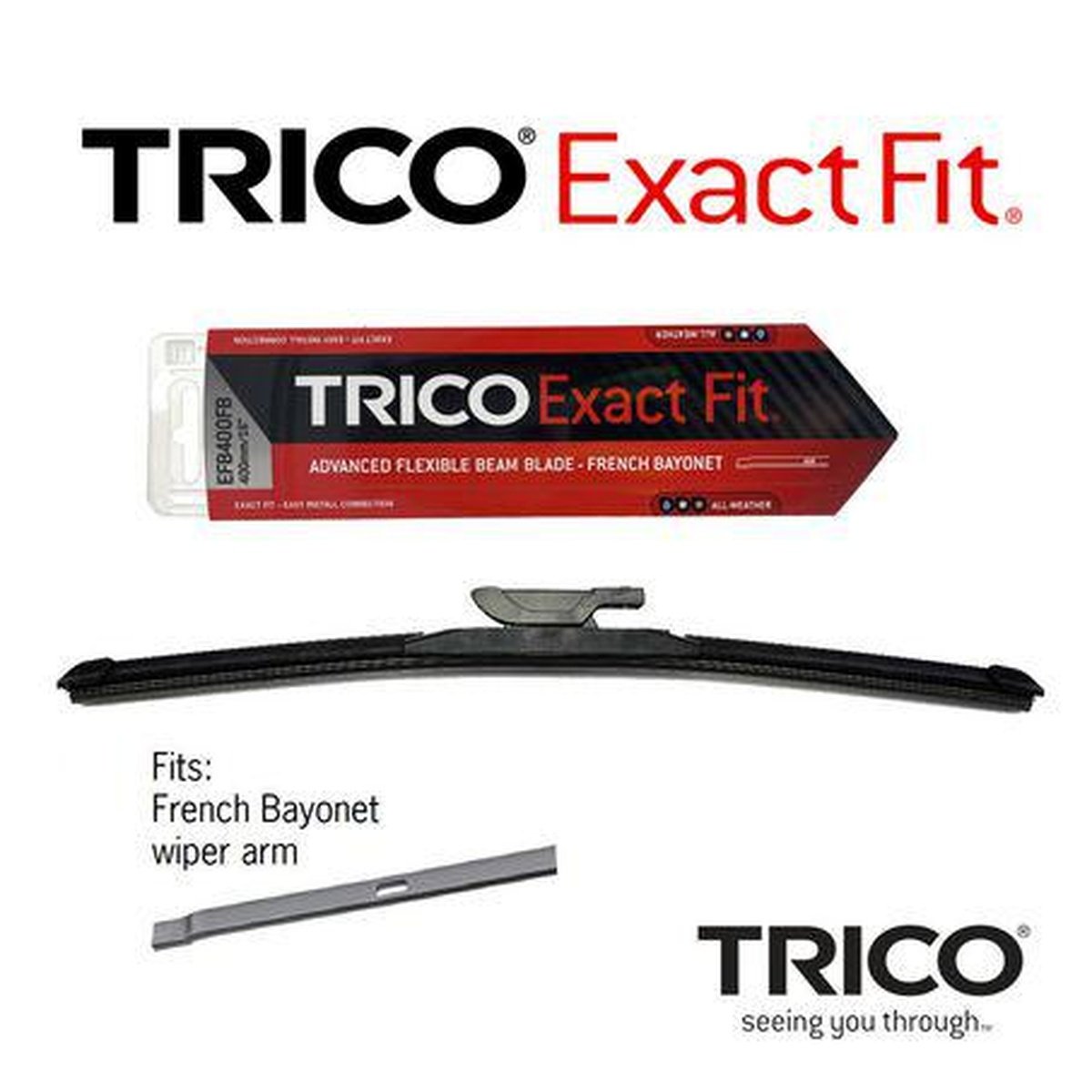 Trico Exact Fit Front LH Beam Wiper Blade 380mm French Bayonet Beam EFB380FB