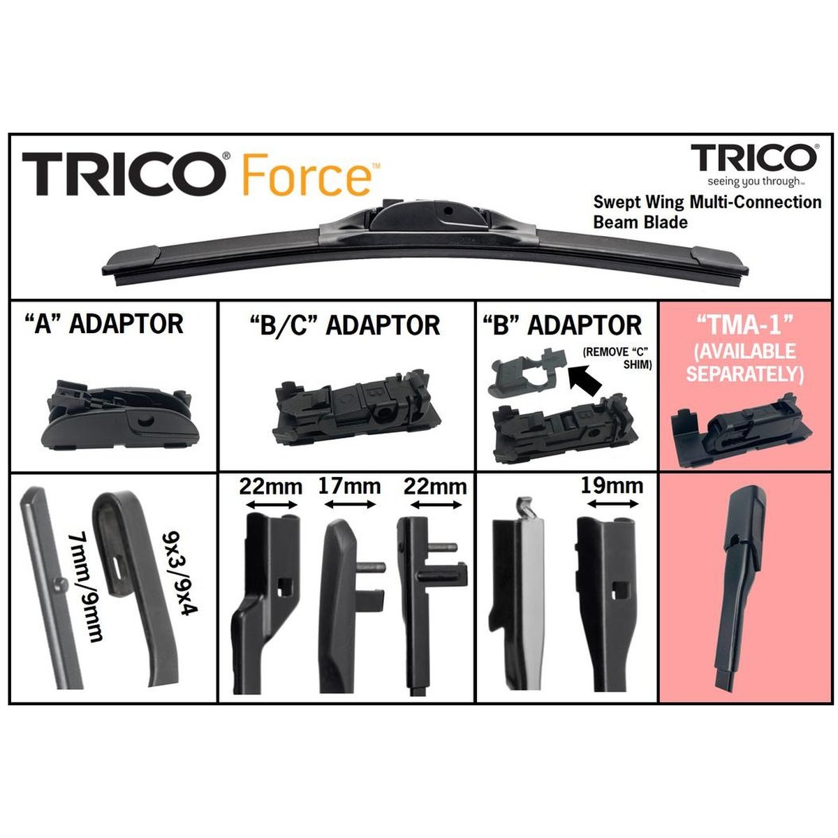 Trico Force Beam Wiper Blade 400mm TF400