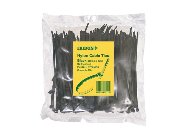 Tridon Cable Tie Black 250X5mm Pack Of 500 CTB255BK