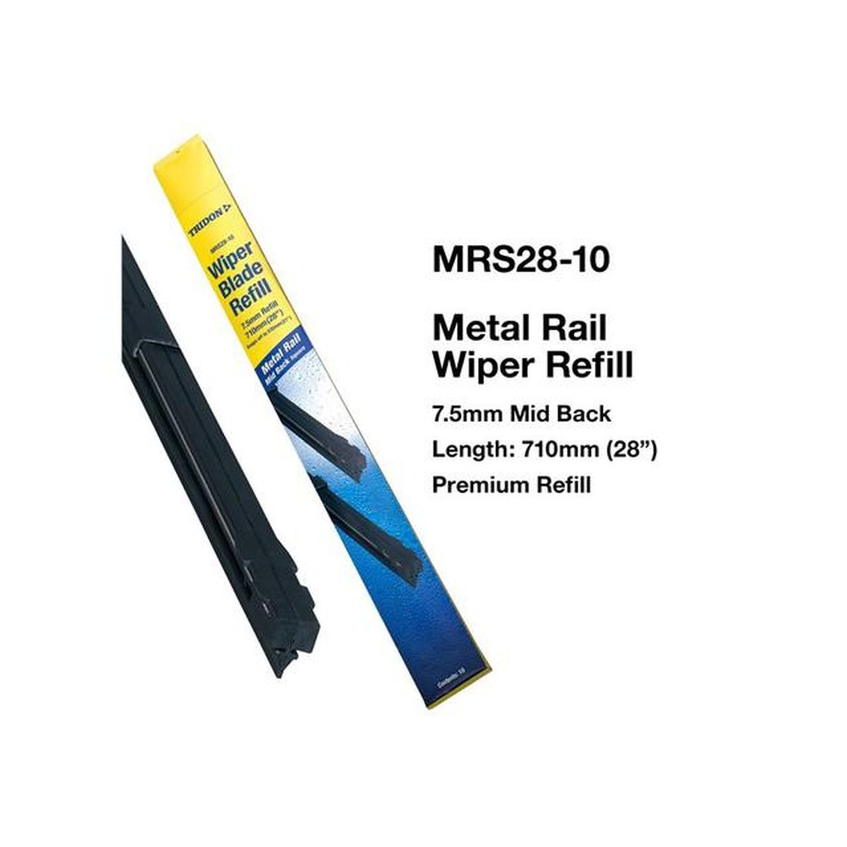 Tridon Wiper Refill Metal Rail Mid Back (Square) 7.5mm x 710mm 10 Pack MRS28-10