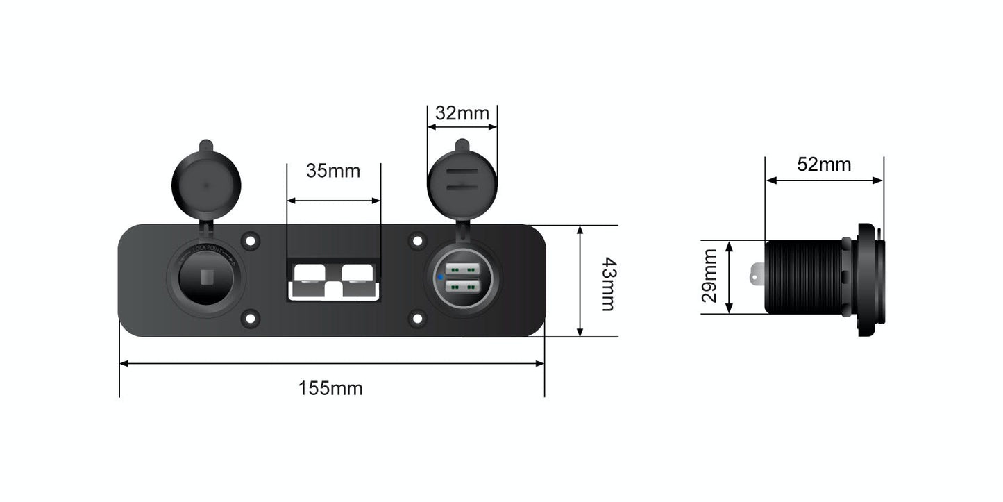 STEDI Anderson Style Cigarette USB Flush Mount CIGANDUSBFLSH