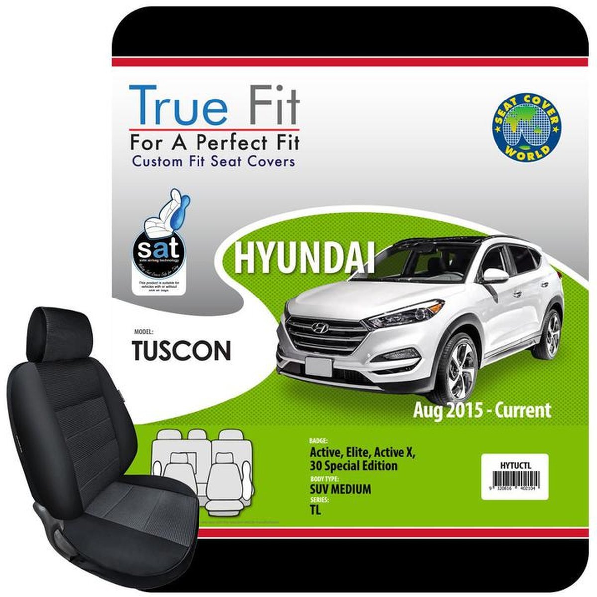 True Fit Tailored Seat Covers Fits Hyundai Tucson Active, Elite, Highlander, Active-X & 30 Special Ed. 2015 - On