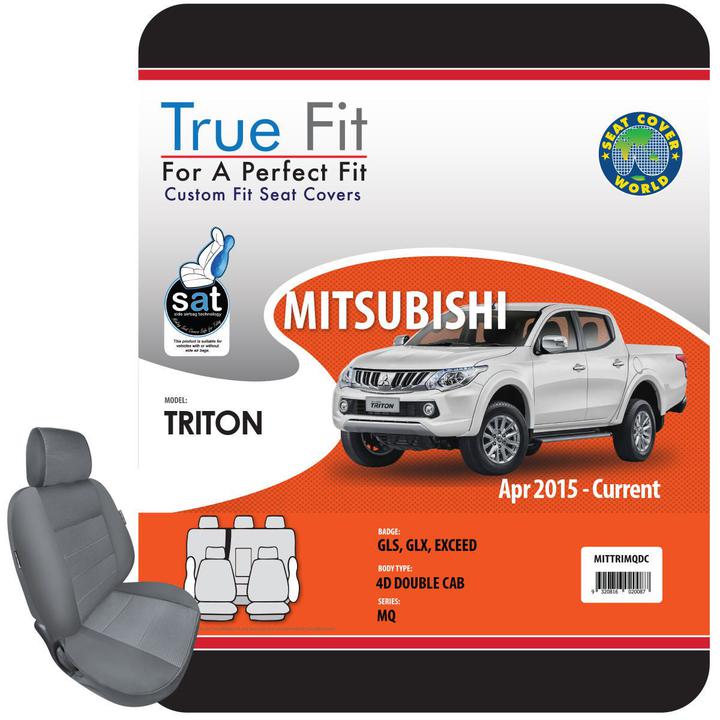 True Fit Tailored Seat Covers Fits Mitsubishi Triton GLS, GLX & Exceed Dual Cab 2015 - On