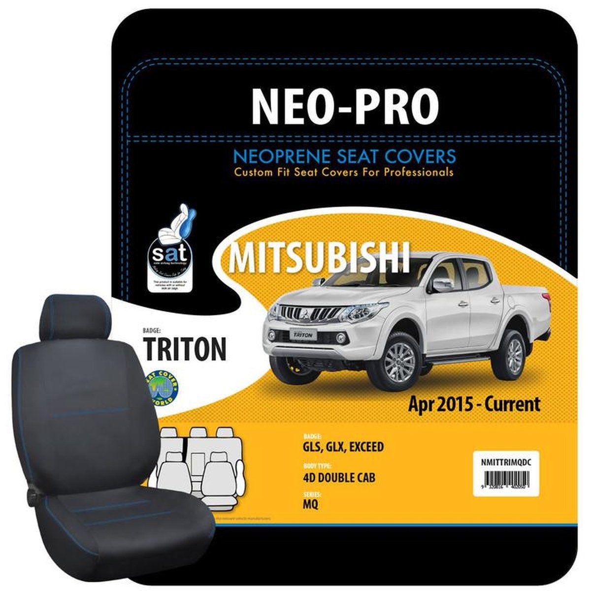 True Fit Tailored Neoprene Seat Covers Fits Mitsubishi Triton MQ GLS, GLX & Exceed Dual Cab 2015 - On