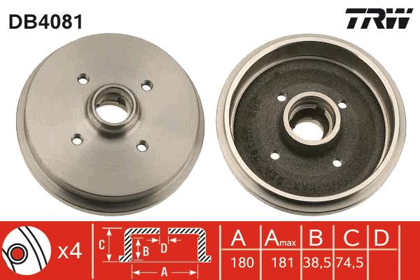 TRW Drum Brake Pair 190mm DB4081