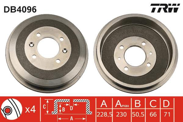 TRW Drum Brake Pair 253mm DB4096