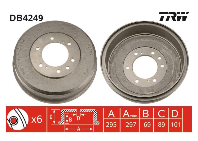 TRW Drum Brake Single 297mm DB4249