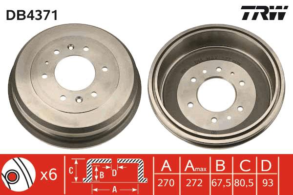 TRW Drum Brake Pair 272mm DB4371