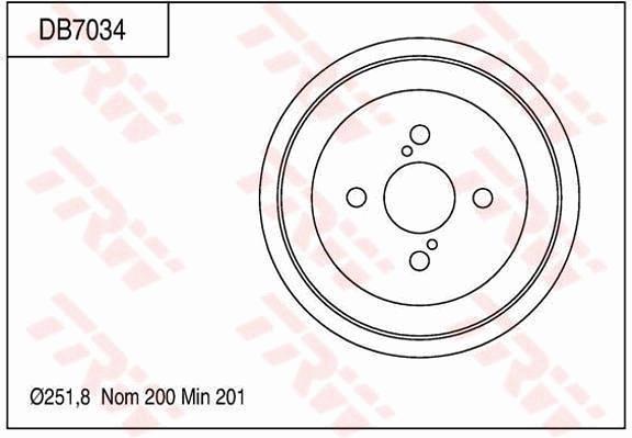 TRW Drum Brake Pair 251.8mm DB7034