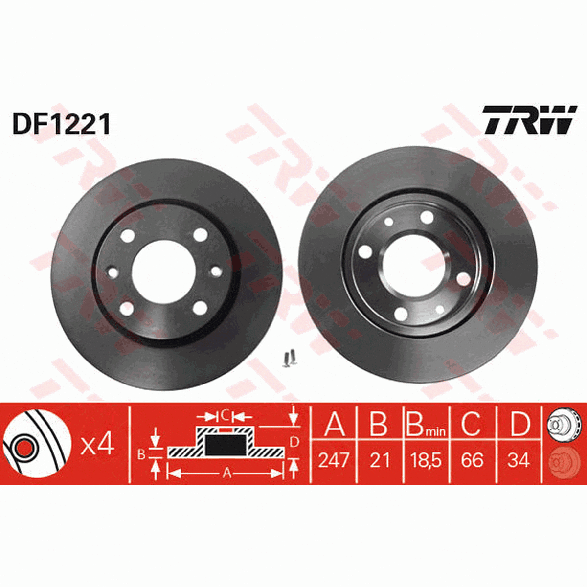 TRW Brake Rotor Single 247mm Front DF1221S