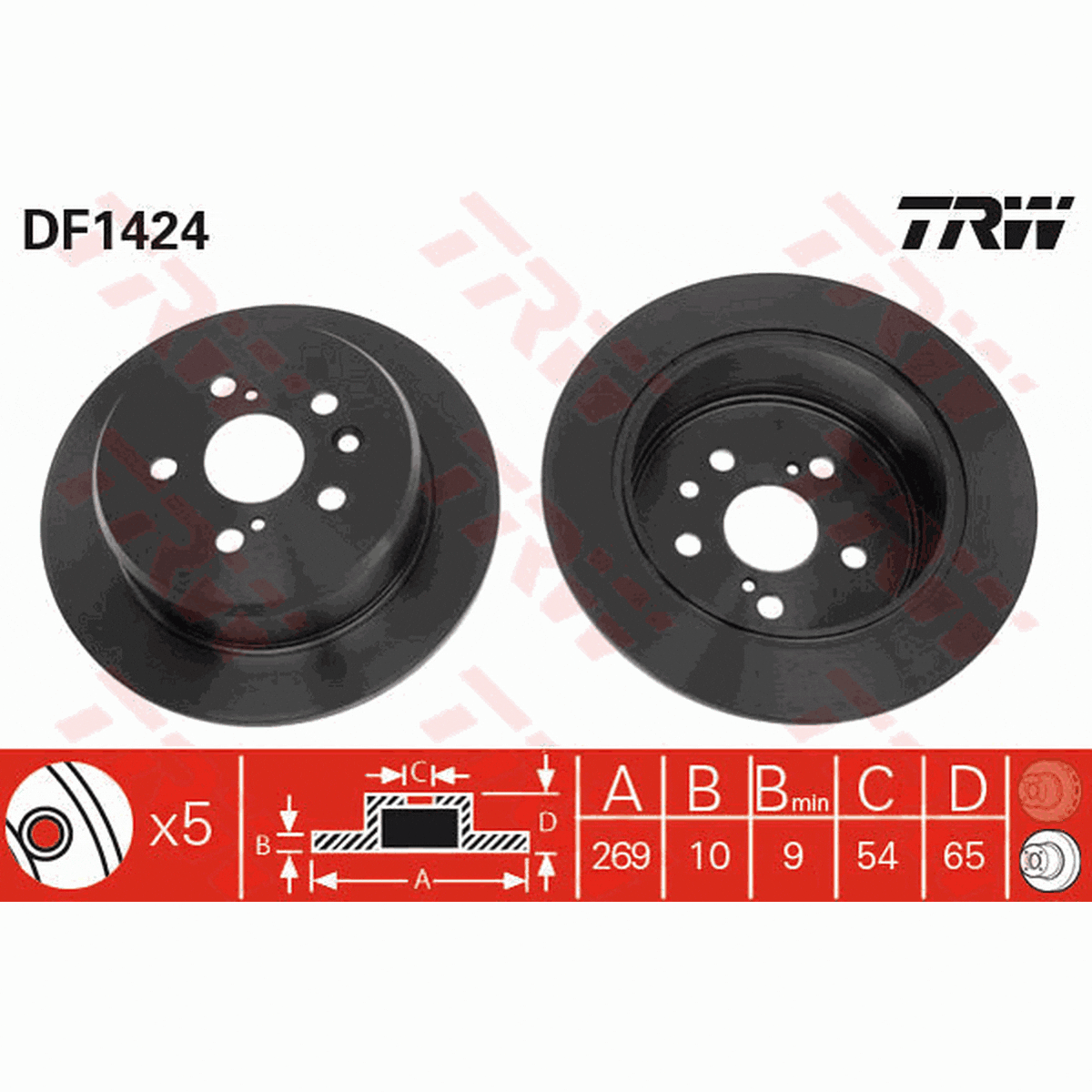 TRW Brake Rotor Single 269mm Rear DF1424S