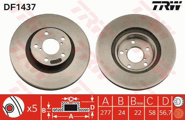 TRW Brake Rotor 277mm Front DF1437S