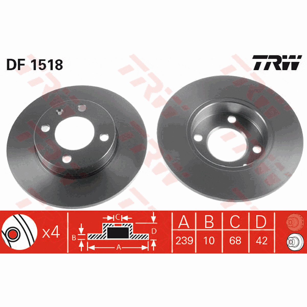 TRW Brake Rotor Single 239mm Front DF1518S