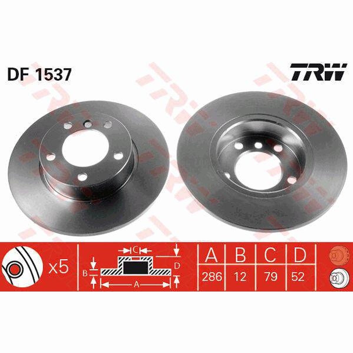 TRW Brake Rotor 286mm Front DF1537S