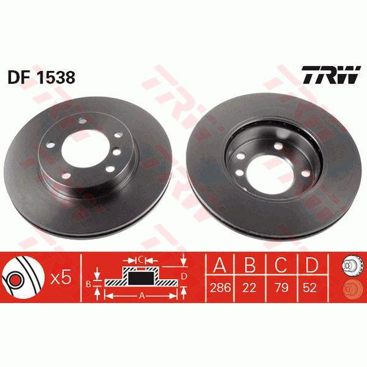 TRW Brake Rotor 286mm Front DF1538S