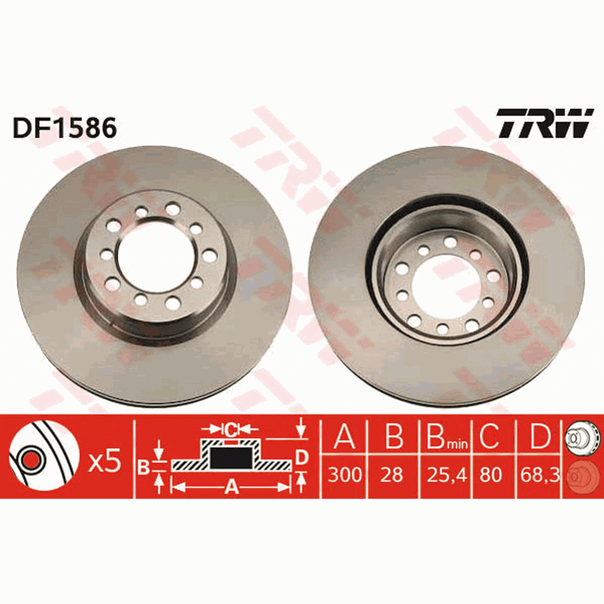 TRW Brake Rotor Single 300mm Front DF1586S