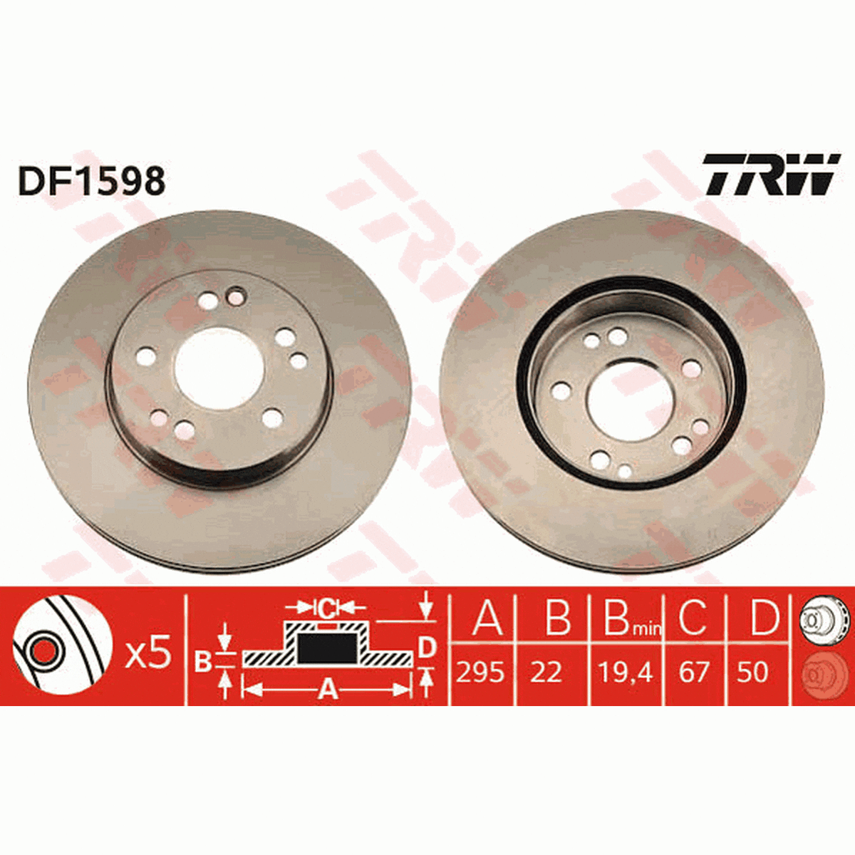 TRW Brake Rotor Single 295mm Front DF1598S