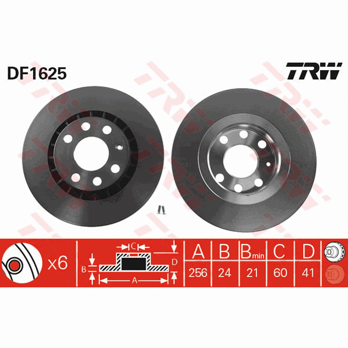 TRW Brake Rotor Single 256mm Front DF1625S