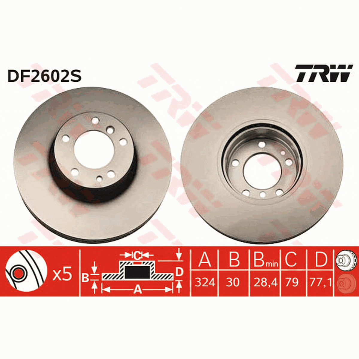 TRW Brake Rotor 324mm Front DF2602S