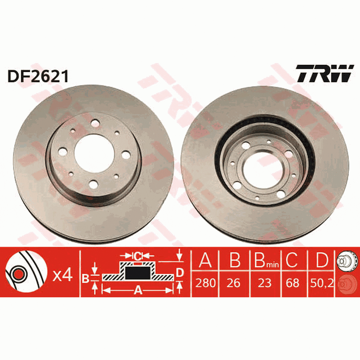 TRW Brake Rotor Single 280mm Front DF2621S