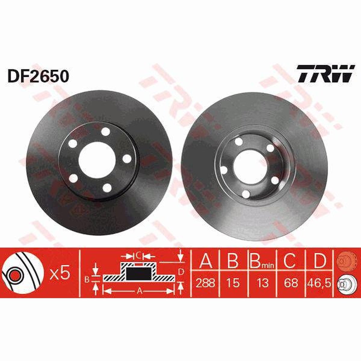 TRW Brake Rotor 288mm Front DF2650S