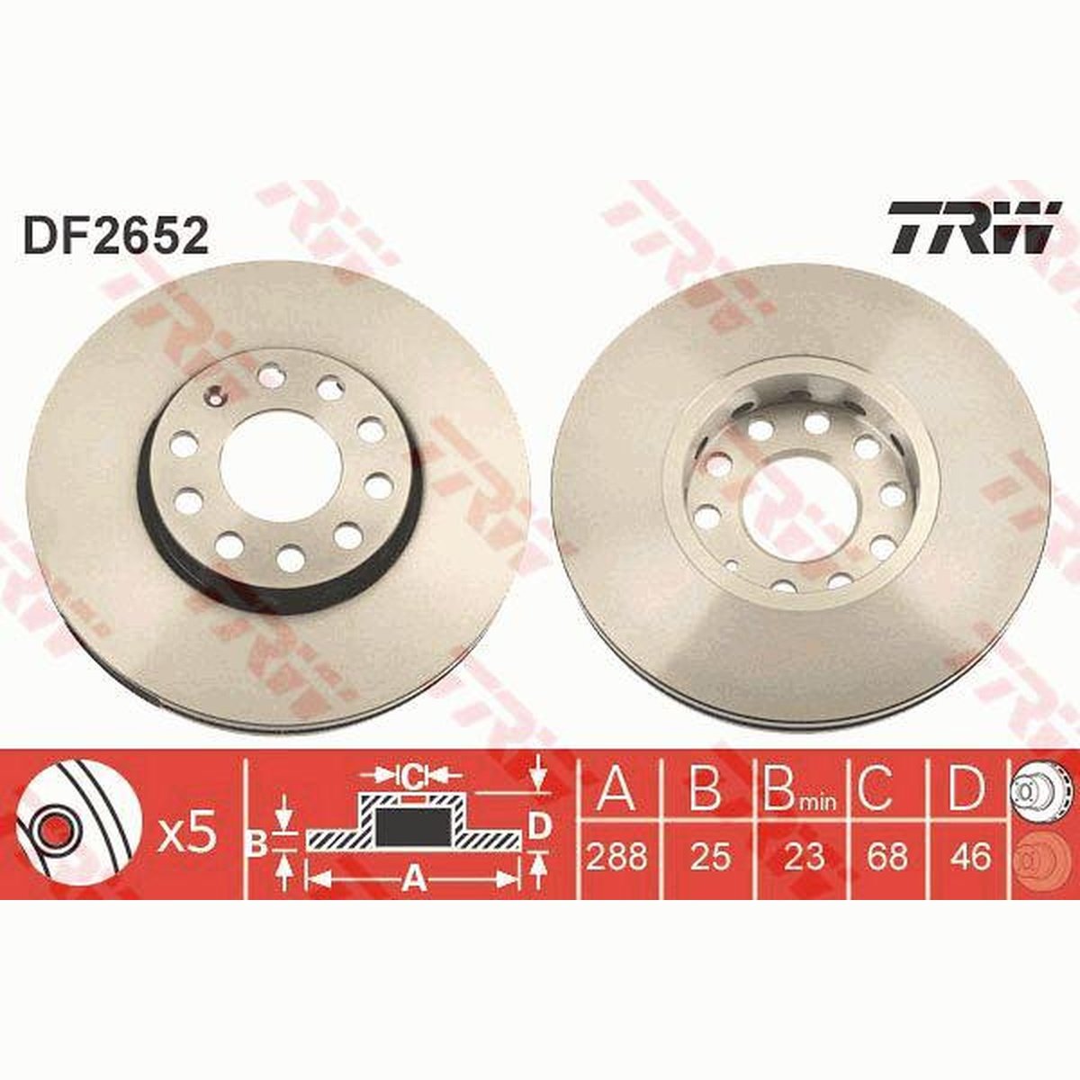 TRW Brake Rotor 288mm Front DF2652S