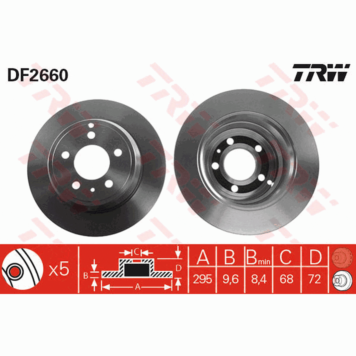 TRW Brake Rotor Single 295mm Rear DF2660S