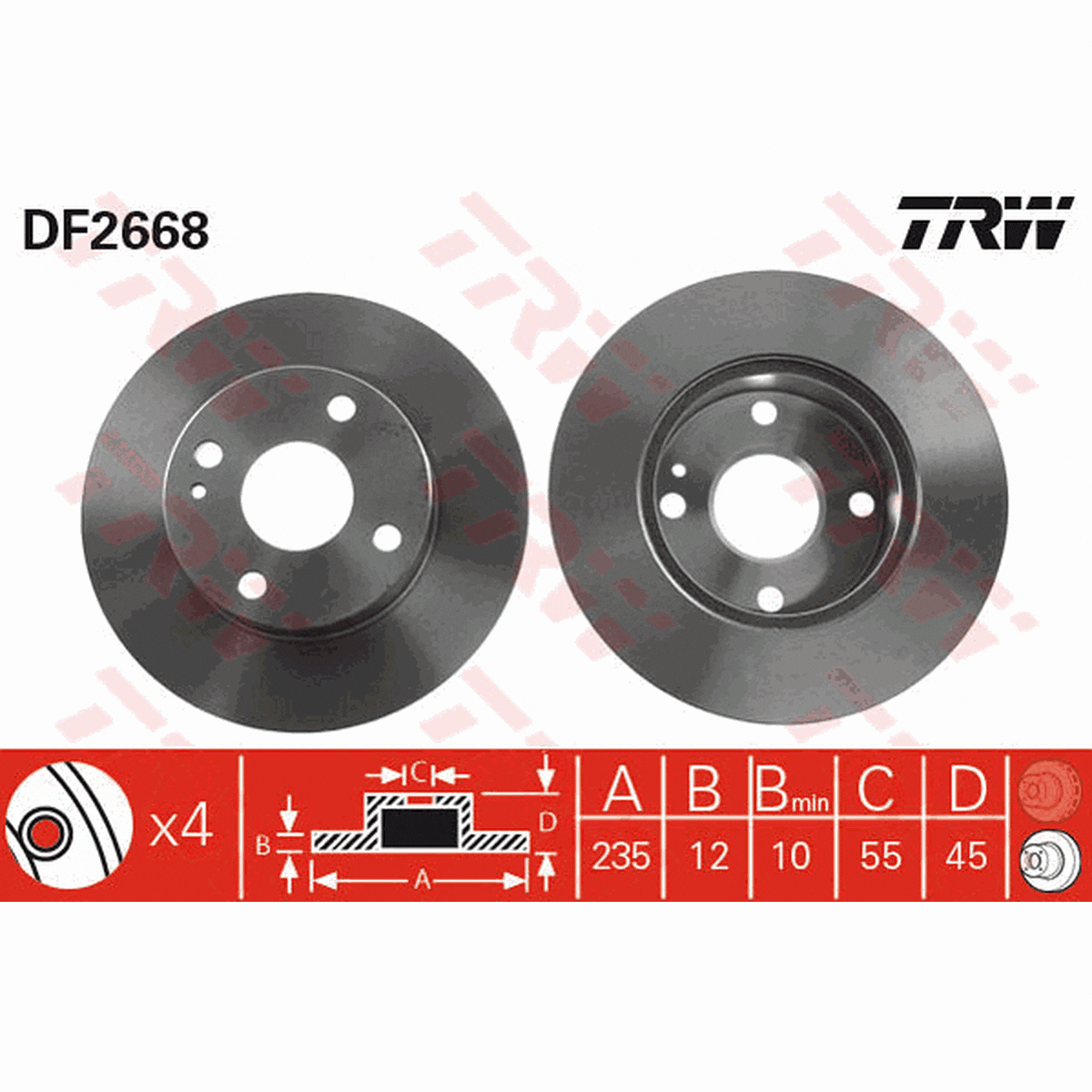 TRW Brake Rotor Single 235mm Front DF2668S