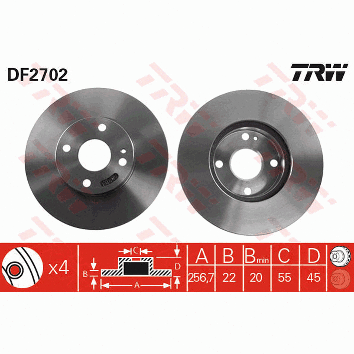 TRW Brake Rotor 257mm Front DF2702S