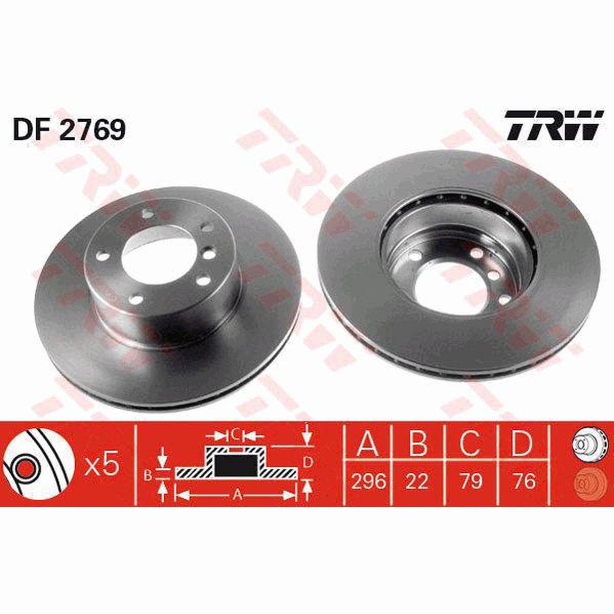TRW Brake Rotor 296mm Front DF2769S