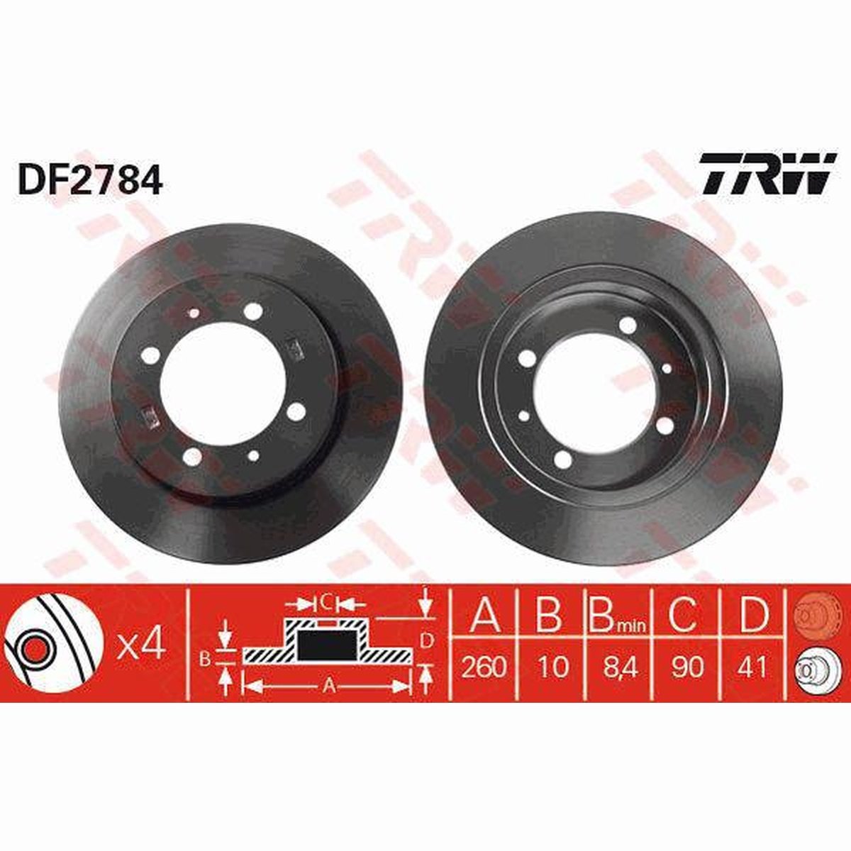 TRW Brake Rotor 260mm Rear DF2784S